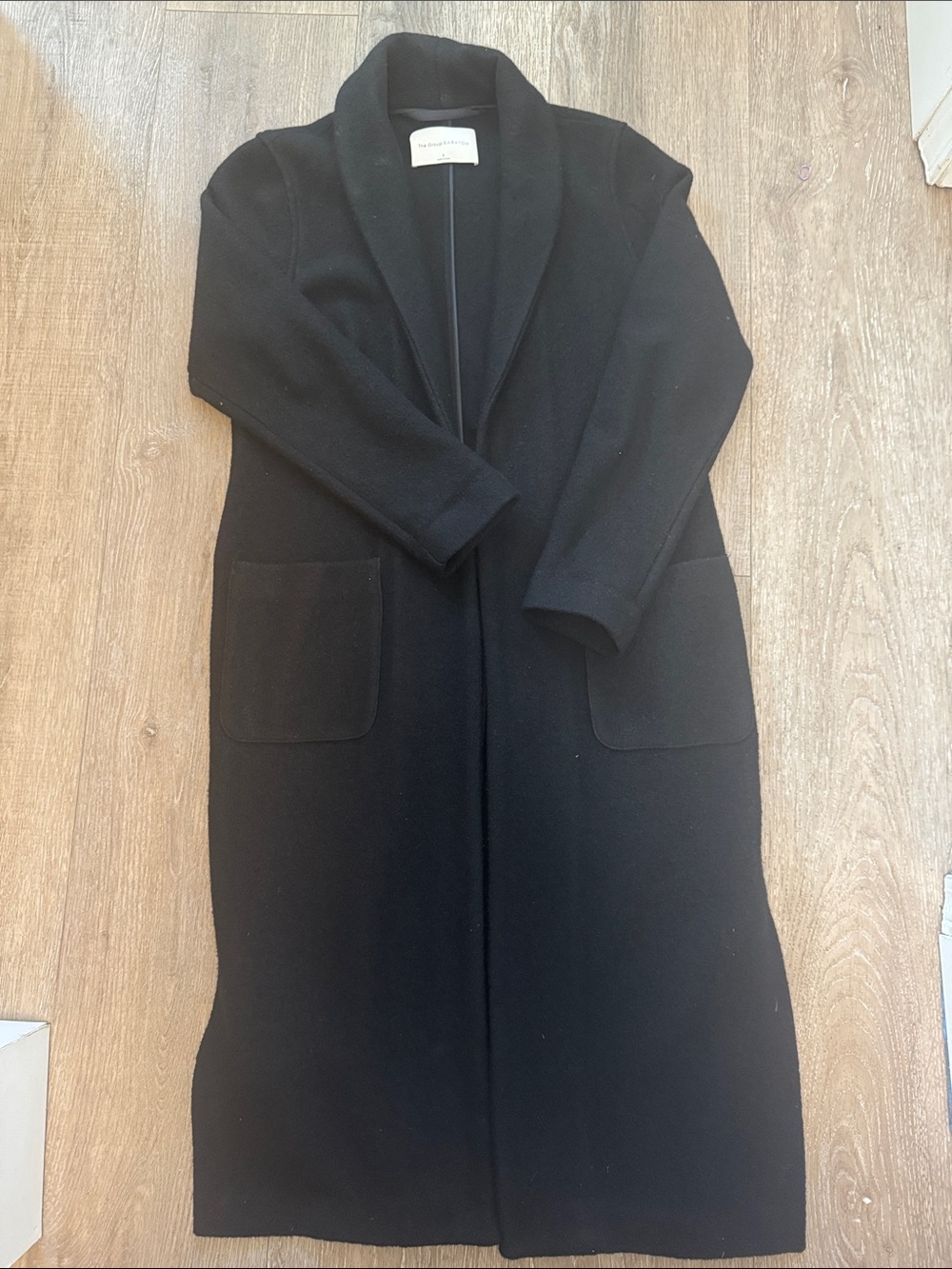 Babaton Black Longline Shawl-Collar Cardigan